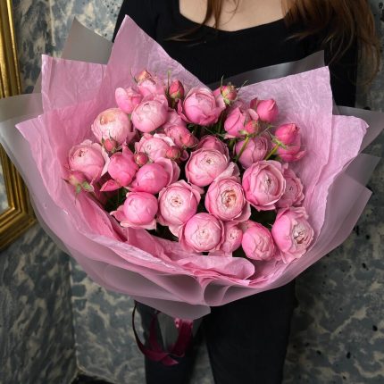 mono bouquet 146 из кустовых пионовидных роз сорта Silva Pink